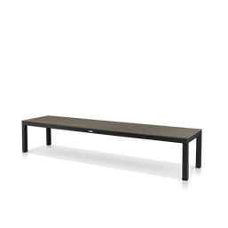 8' Backless Bench Tex Black Frame with Gray Seat
